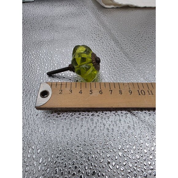 Vintage Green Glass Drawer Knob With Antique Bronze Hardware - Picture 3 of 4